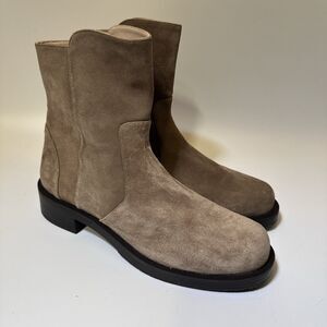 Stuart Weitzman Women’s 9B Ankle Boots Suede Leather Taupe Designer